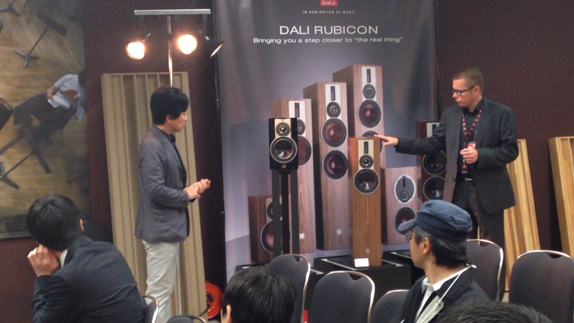 DALI sales rep Michael Nielsen-san presents the RUBICON range